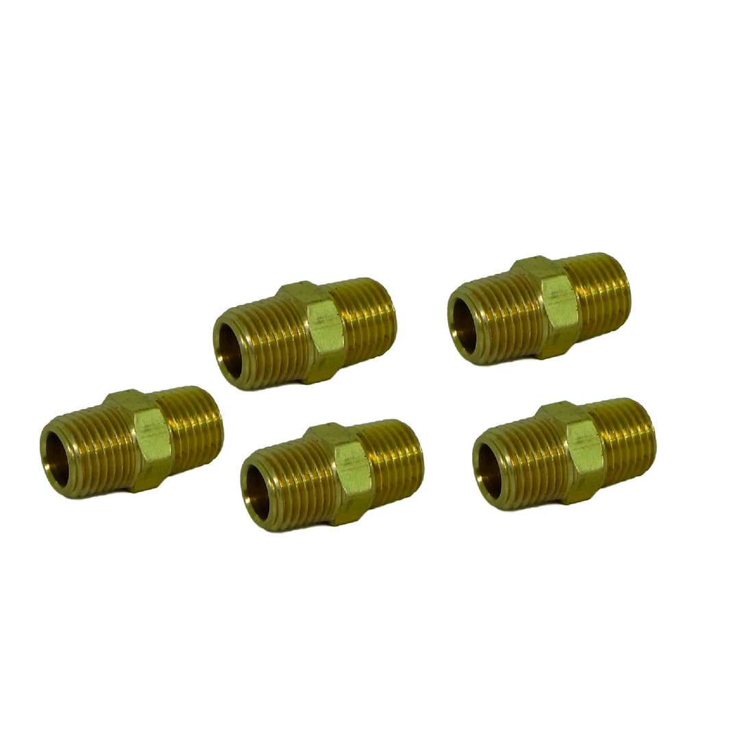 Hex Nipple 1/4" Male NPT to 1/4" Male NPT - 5 PACK