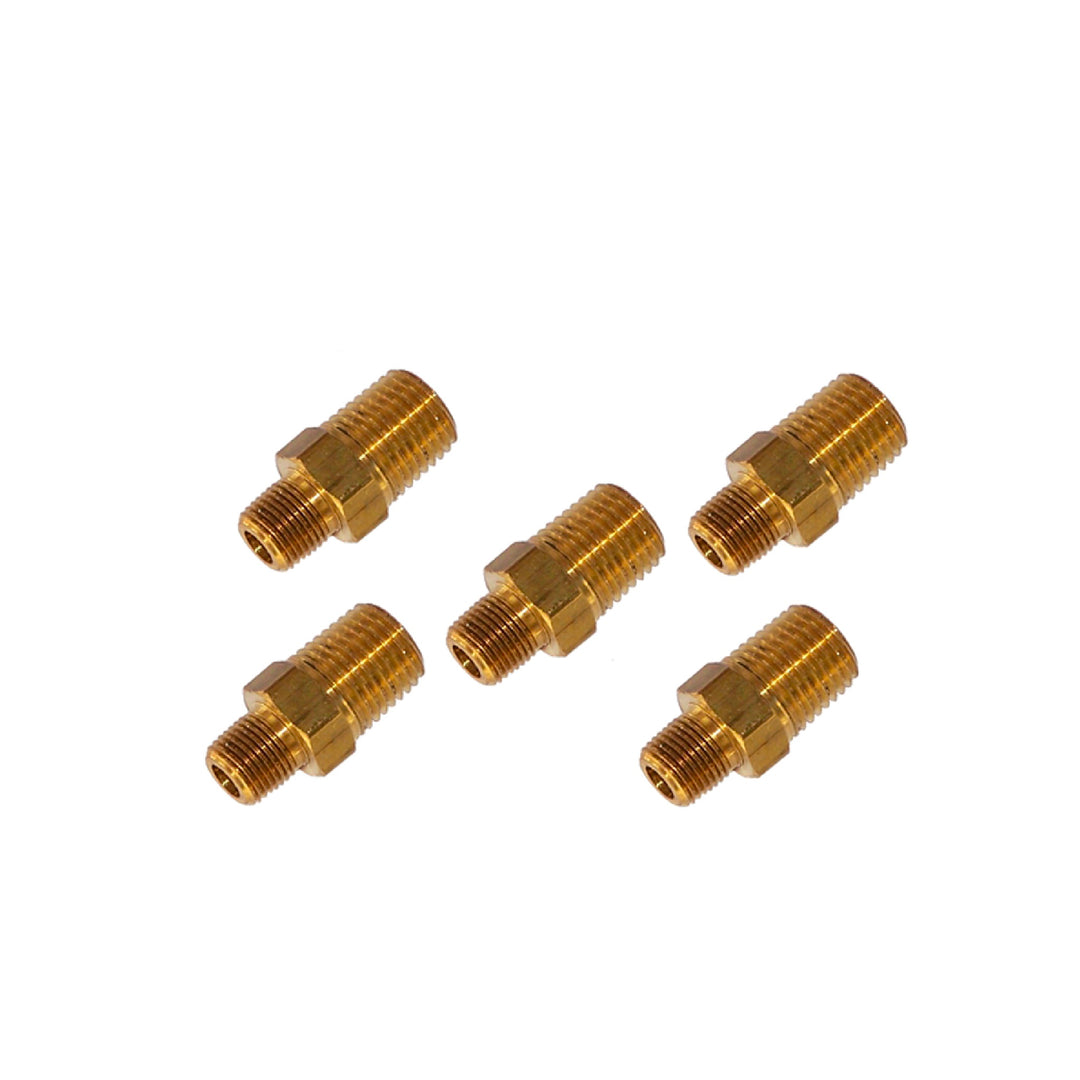 Brass Hex Nipple Reducer 1/4" Male NPT to 1/8" Male NPT - 5 PACK - Save $