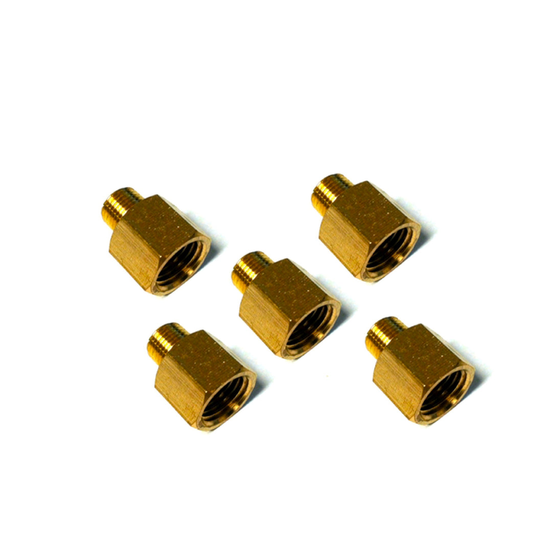 Brass Hex Adapter - 1/4" Female NPT to 1/8" Male NPT - 5 PACK