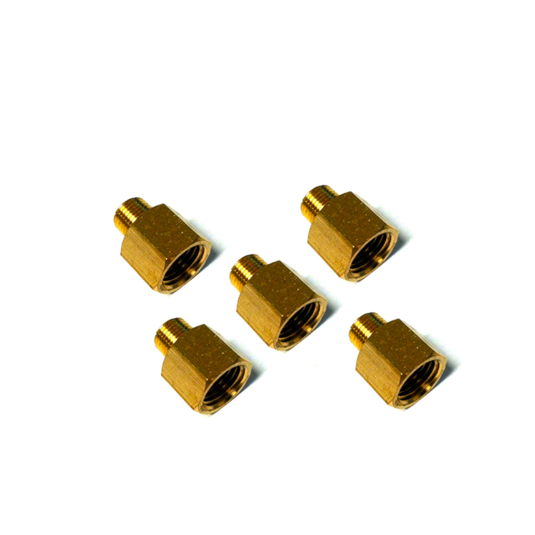 Brass Hex Adapter - 3/8" Female NPT to 1/4" Male NPT - 5 PACK