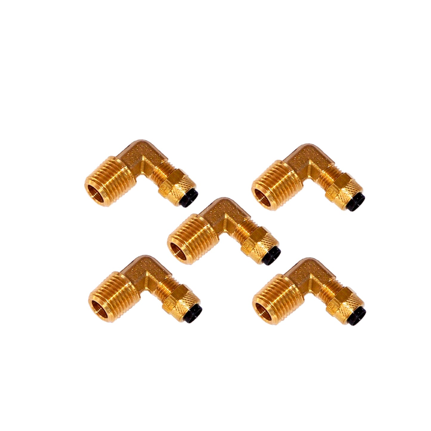 Brass Compression 90 deg "L" Connector - 1/4" MNPT to 1/4" O.D. Air Tube - 5pk