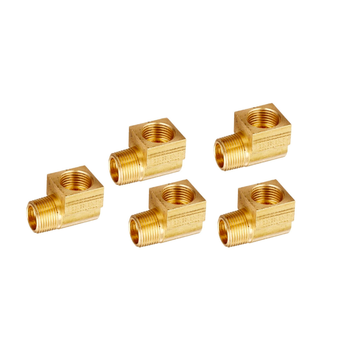 Brass 90 Degree Elbow Connector 1/4" Male NPT to 1/4" Female NPT - 5 Pack