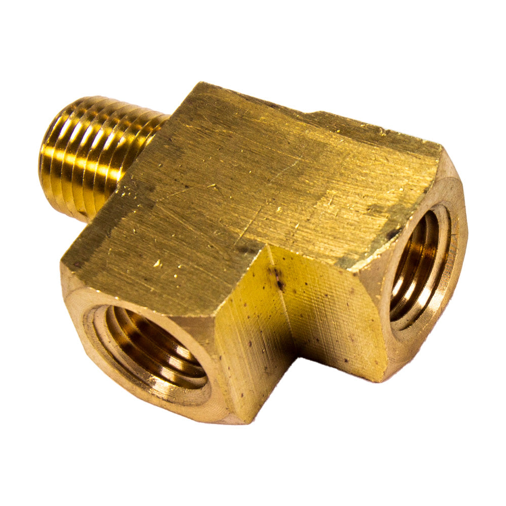 3-Way Brass Manifold - 1/8" NPT Threads: 1 Male, 2 Female