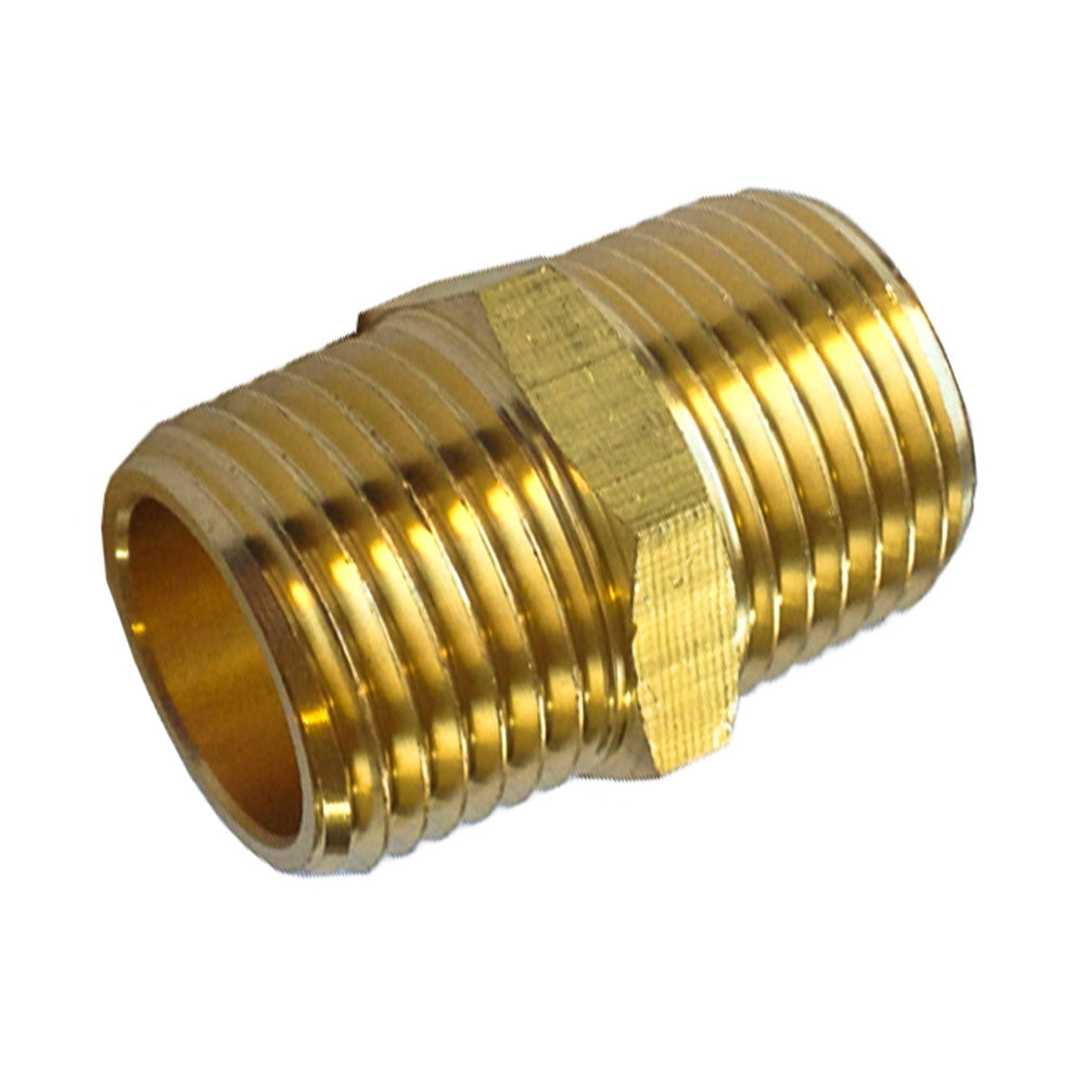 Brass Hex Nipple - 1/8" M NPT Thread to 1/8" M NPT Thread