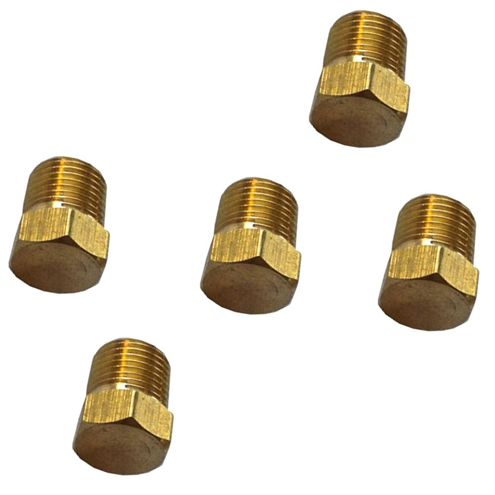 Brass Hex Plug - 1/8" Male NPT Thread  (5 PACK)