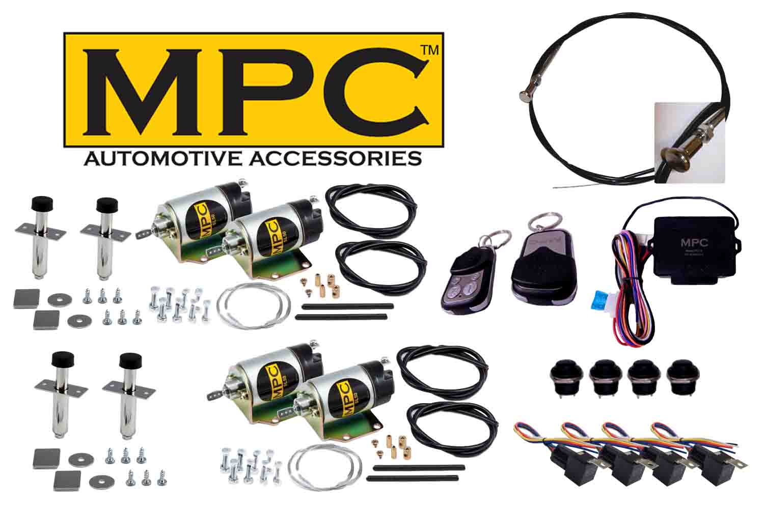 4 - Door 80lb Shaved Handle Popper Kit with Emergency Release Cable - MyPushcart