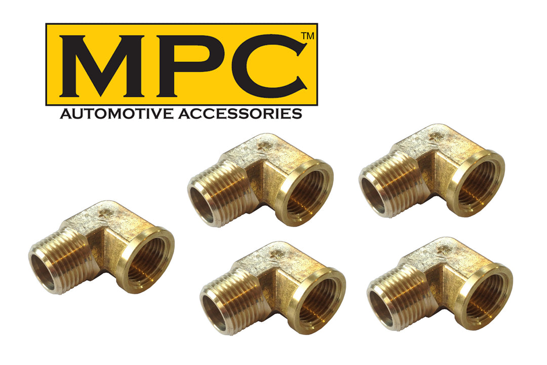 Brass 90 Degree Elbow Fitting - 1/2" Female NPT x 2 (5 PACK)