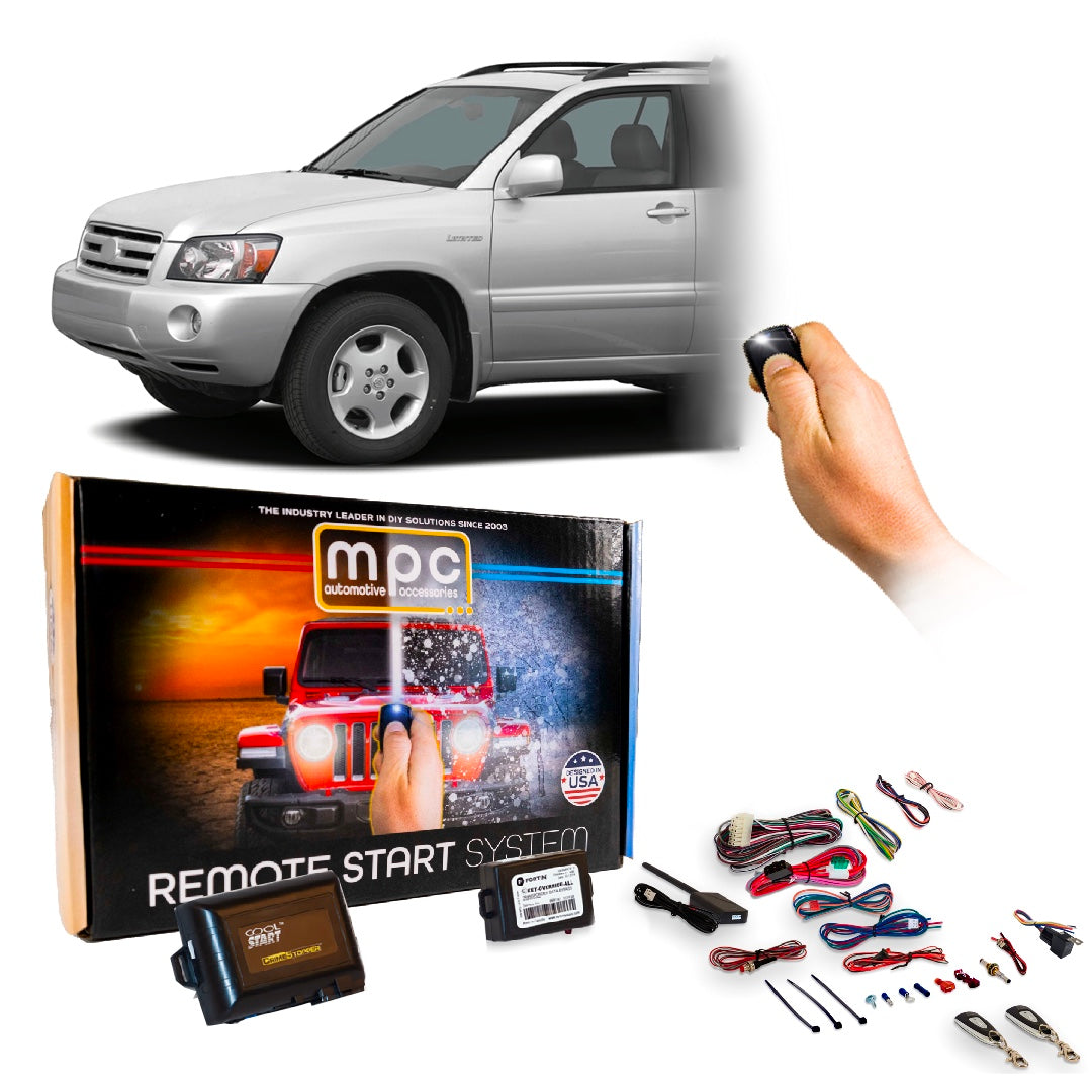 2004-2007 Toyota Highlander Gas/Hybrid Remote Start Kit | DIY Basic Installation | (2) Ext. Range 1-Button Remotes