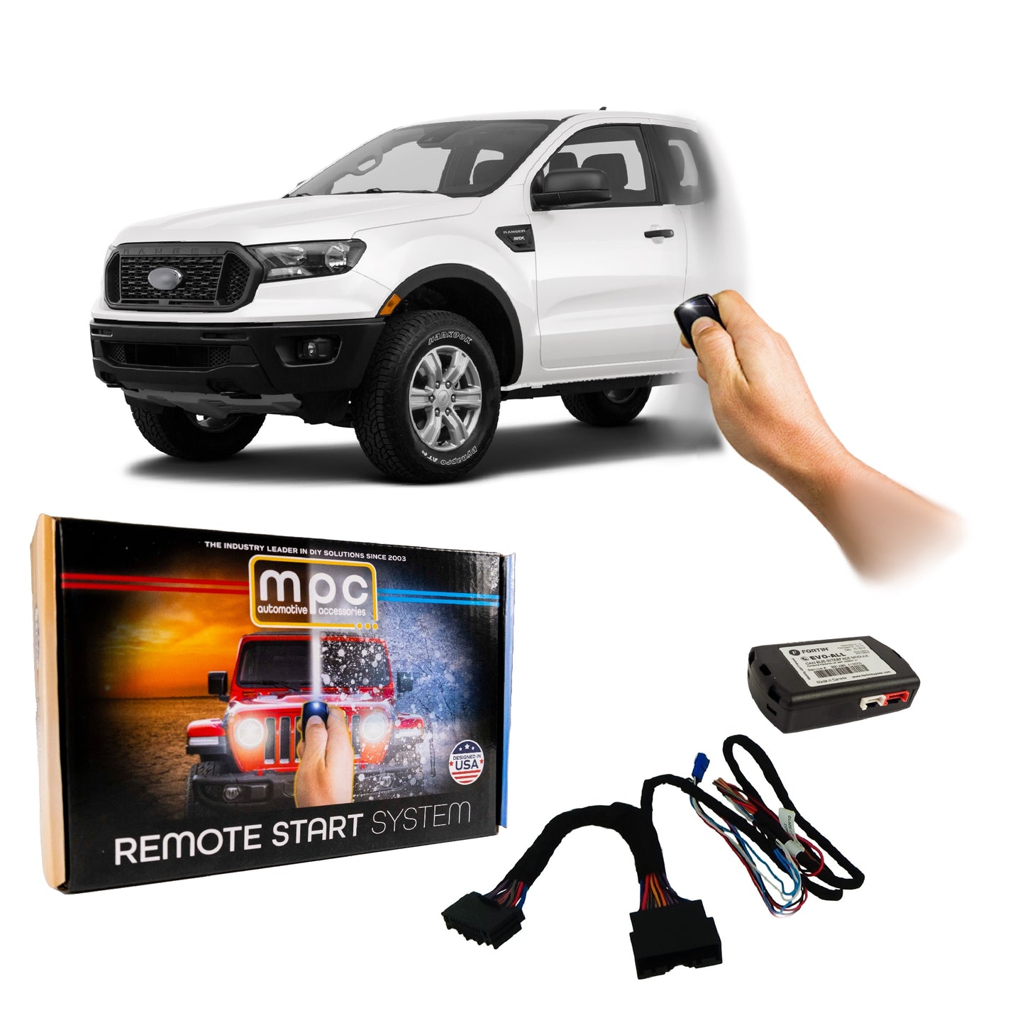 Remote Start Kit For 2019-2023 Ford Ranger || 100% Plug n Play || Press Fob Lock Unlock Lock To Start (No Honk) || Gas or Diesel || Key To Start