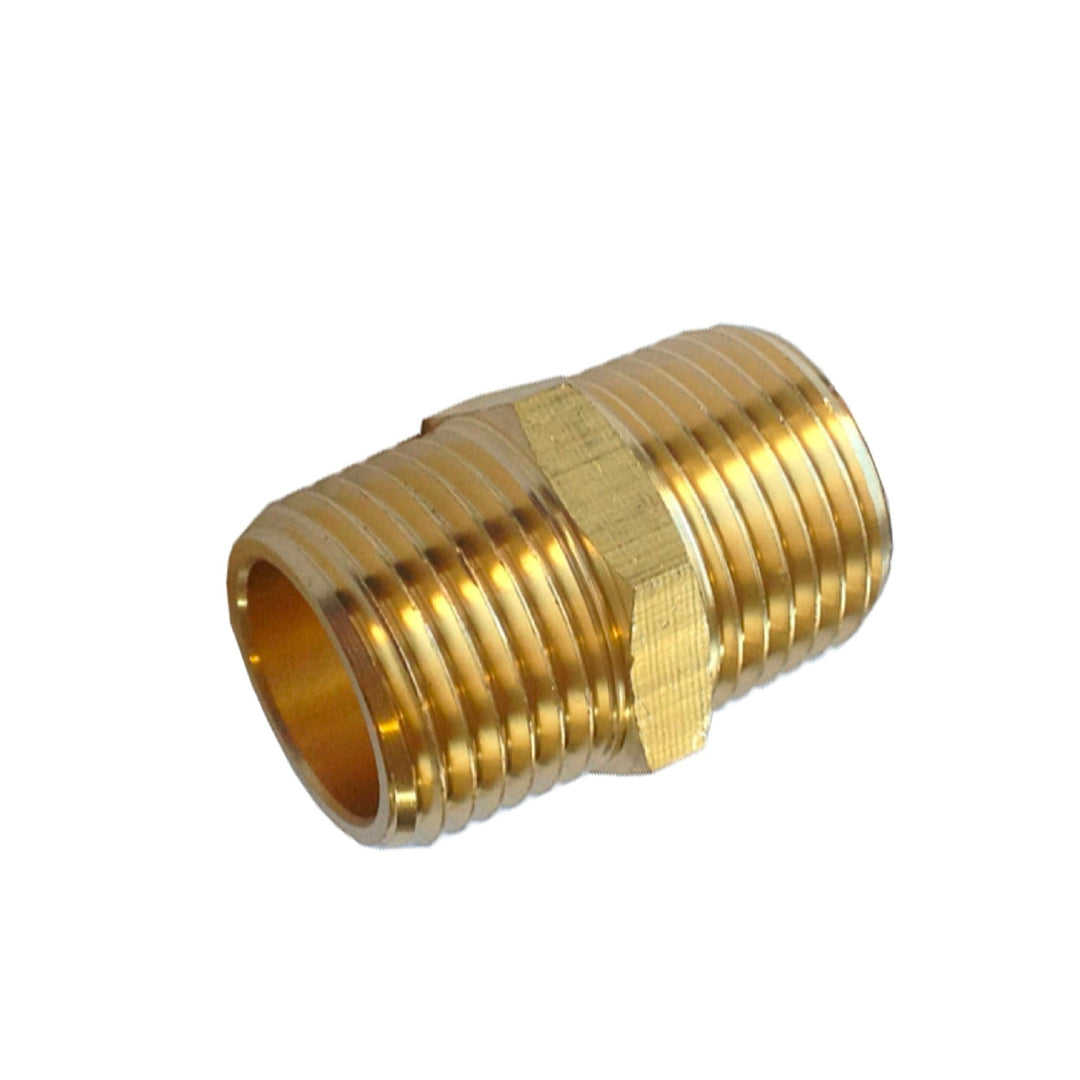 Brass Hex Nipple - 1/2" M NPT to 1/2" M NPT - MyPushcart