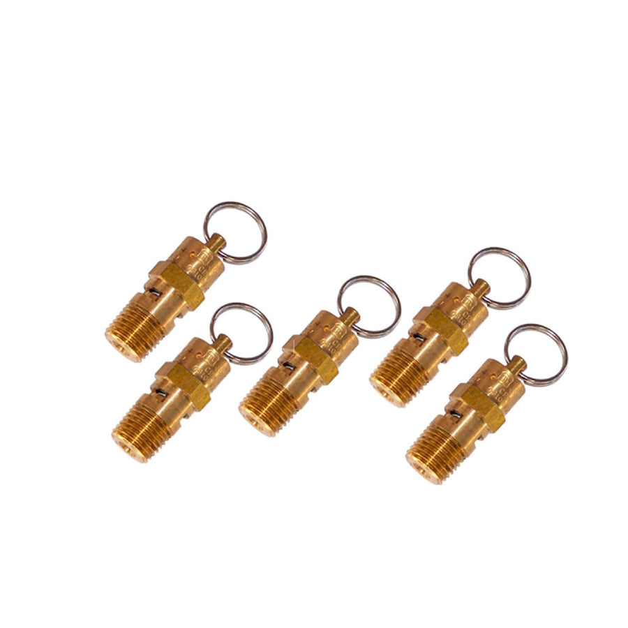 Brass Spring Loaded Safety Valve 145 PSI Pop - Off - 1/4" Male NPT (5 - Pack) - MyPushcart