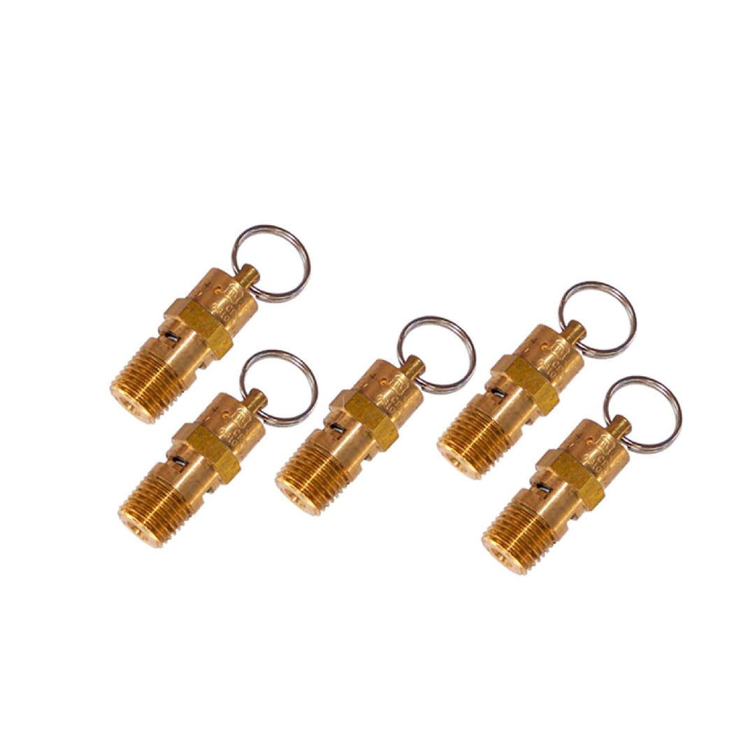 Brass Spring Loaded Safety Valve 155 PSI Pop - Off - 1/4" Male NPT (5 - Pack) - MyPushcart