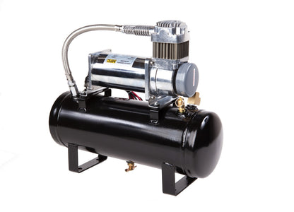 Train Air Horn Kit; Four Trumpets with 12-Volt Heavy Duty 150 PSI Compressor