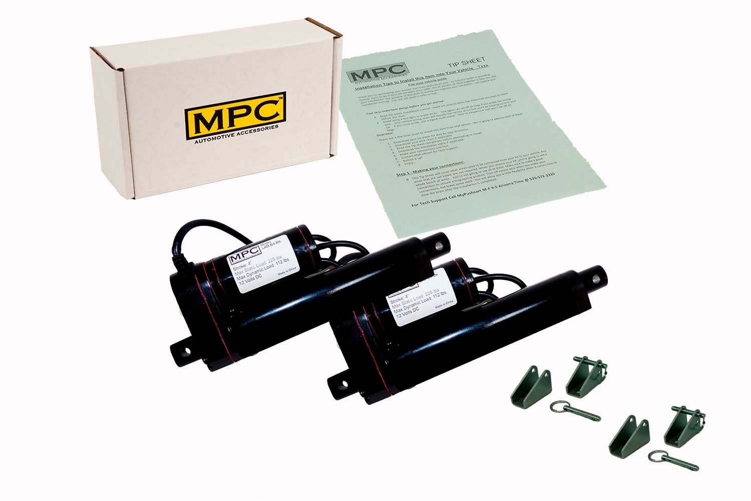 LAD Series – Dual 12 Volt Linear Actuators w/4" Stroke and 4 Brackets Included - MyPushcart