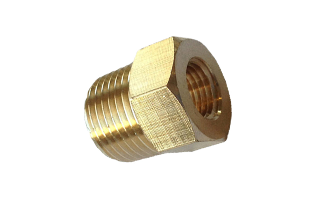 Brass Hex Reducer - 1/2" Male NPT to 3/8" Female NPT