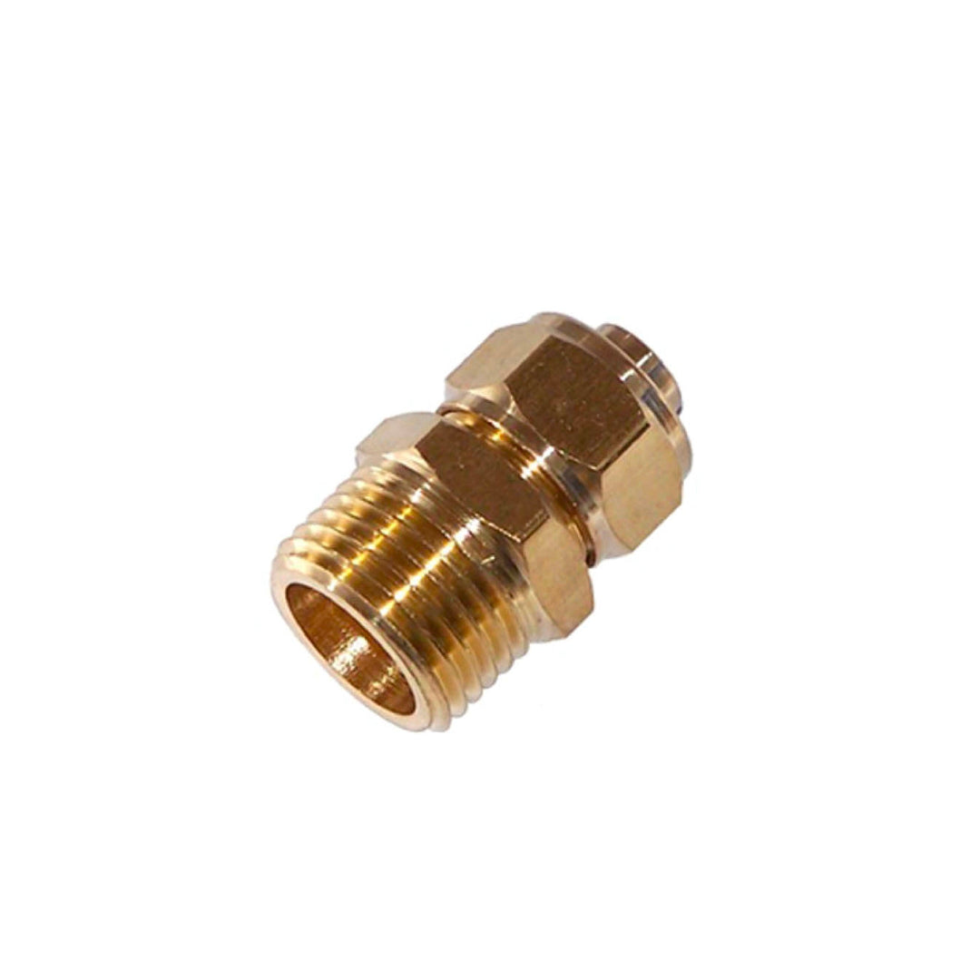 Straight Compression Fitting for 1/2" O.D. Nylon Air Tube - 1/2" M NPT - MyPushcart