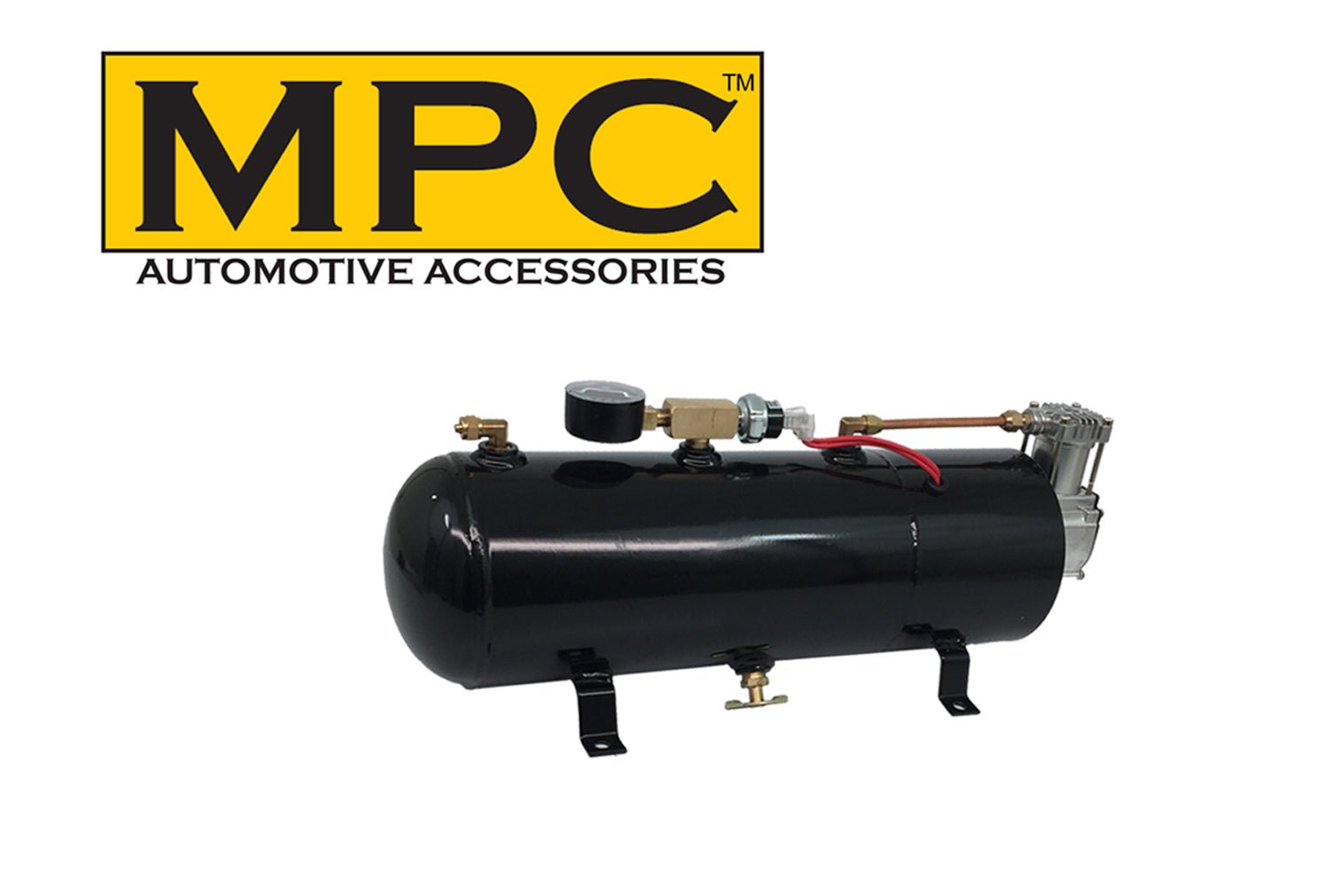 Train Air Horn Kit; Two Fullsize Trumpets 13" & 15" w/12 - Volt 110 PSI Compressor - MyPushcart