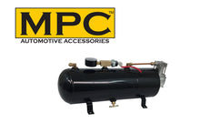 Train Air Horn Kit; Two Fullsize Trumpets 13" & 15" w/12 - Volt 110 PSI Compressor - MyPushcart