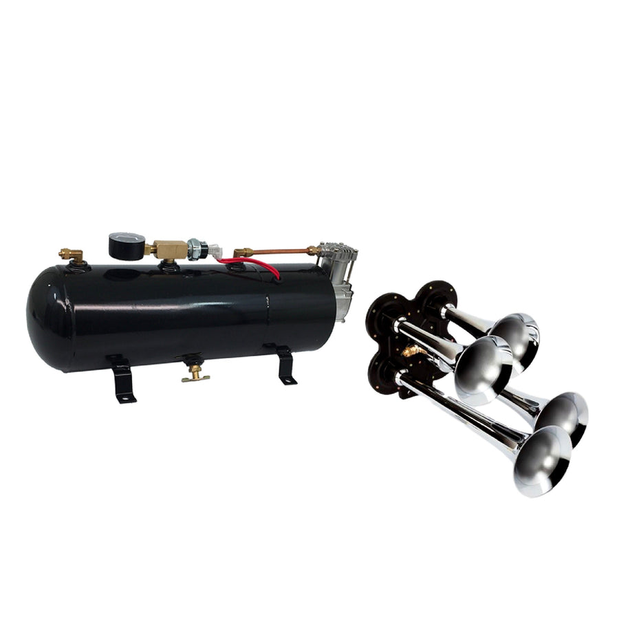 Triple Trumpet Train Air Horn Kit - 110 PSI Air System 150dB+:Loud Truck Horn Kit - MyPushcart