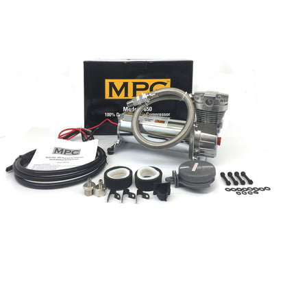 Train Air Horn Kit; Three Huge Flat-Rack Trumpets, 100% Duty, 150 PSI Air System