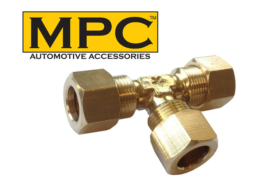 3-Way Compression T-Fitting - For 3/8" O.D. Air Tube - MyPushcart