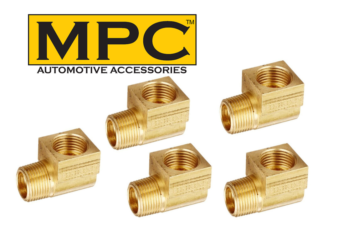 Brass 90 Degree Elbow Connector 1/4" Male NPT to 1/4" Female NPT - 5 Pack