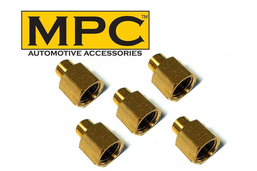 Brass Hex Adapter - 1/4" Female NPT to 1/8" Male NPT - 5 PACK