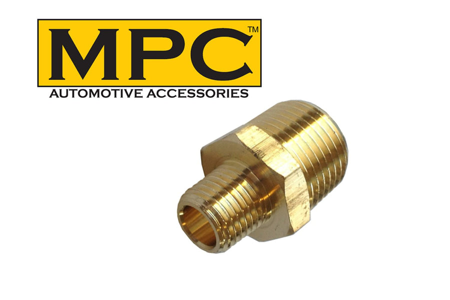 Brass Hex Nipple - 1/2" M NPT to 1/4" M NPT (5 PACK) - MyPushcart