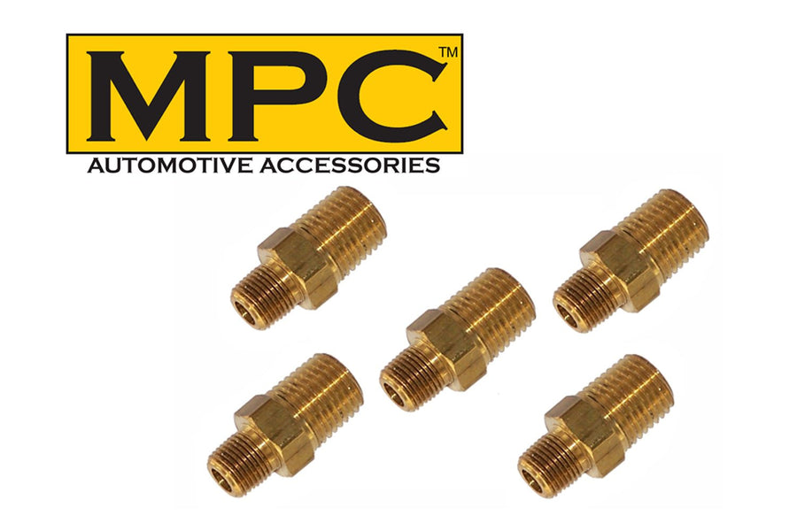 Brass Hex Nipple Reducer 1/4" Male NPT to 1/8" Male NPT - 5 PACK - Save $ - MyPushcart