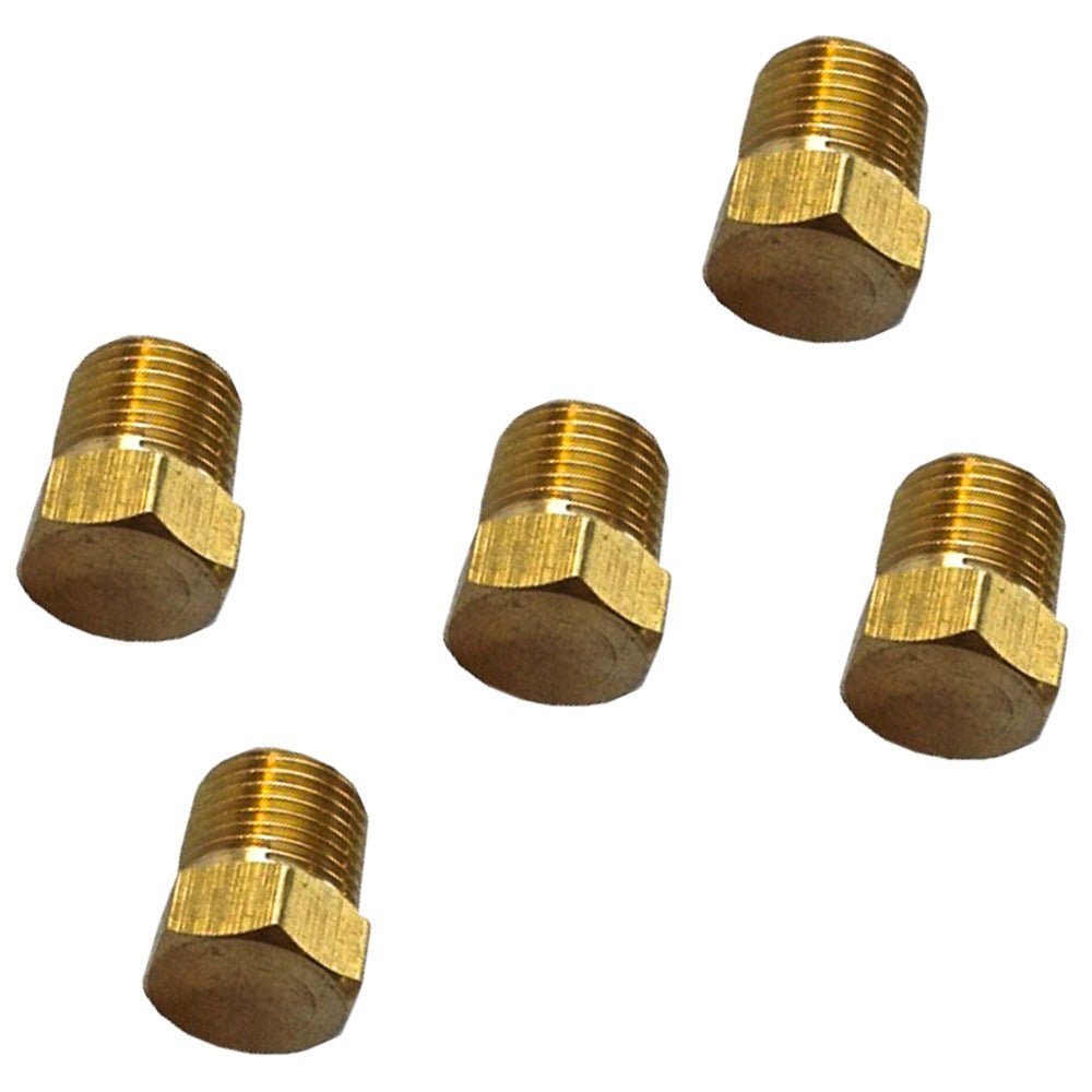 Brass Hex Plug - 1/4" Male NPT Thread - 5 PACK