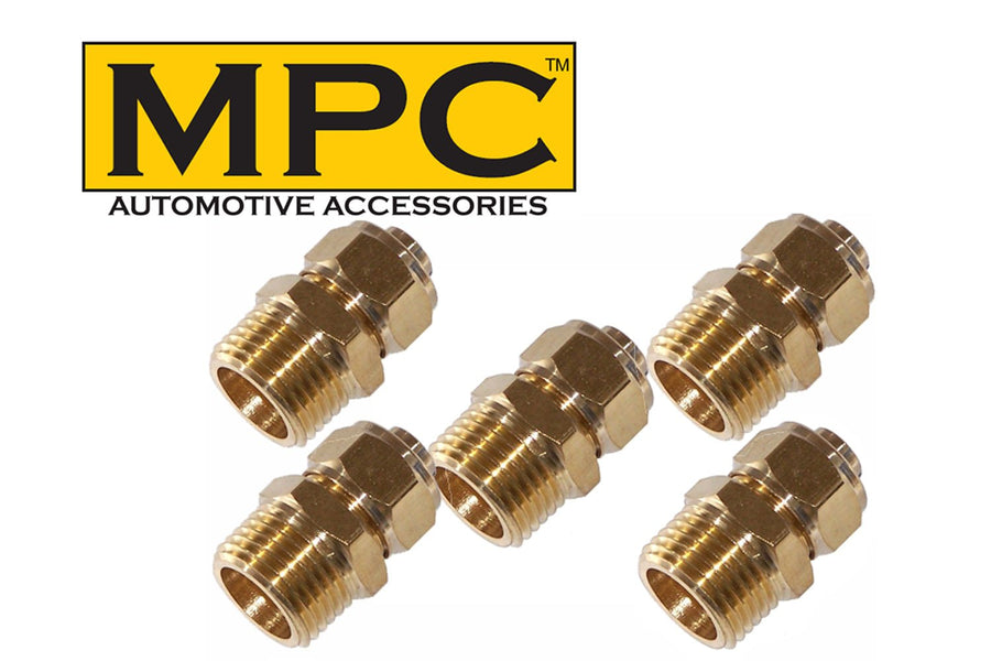 Straight Compression Fitting for 1/2" O.D. Nylon Air Tube - 1/2" M NPT (5 PACK) - MyPushcart