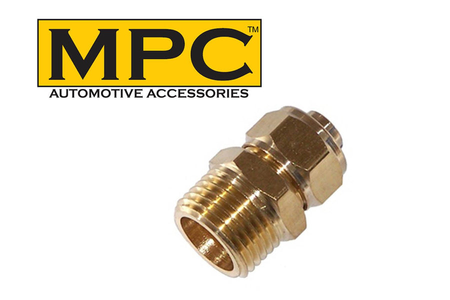 Straight Compression Fitting for 1/2" O.D. Nylon Air Tube - 1/2" M NPT - MyPushcart